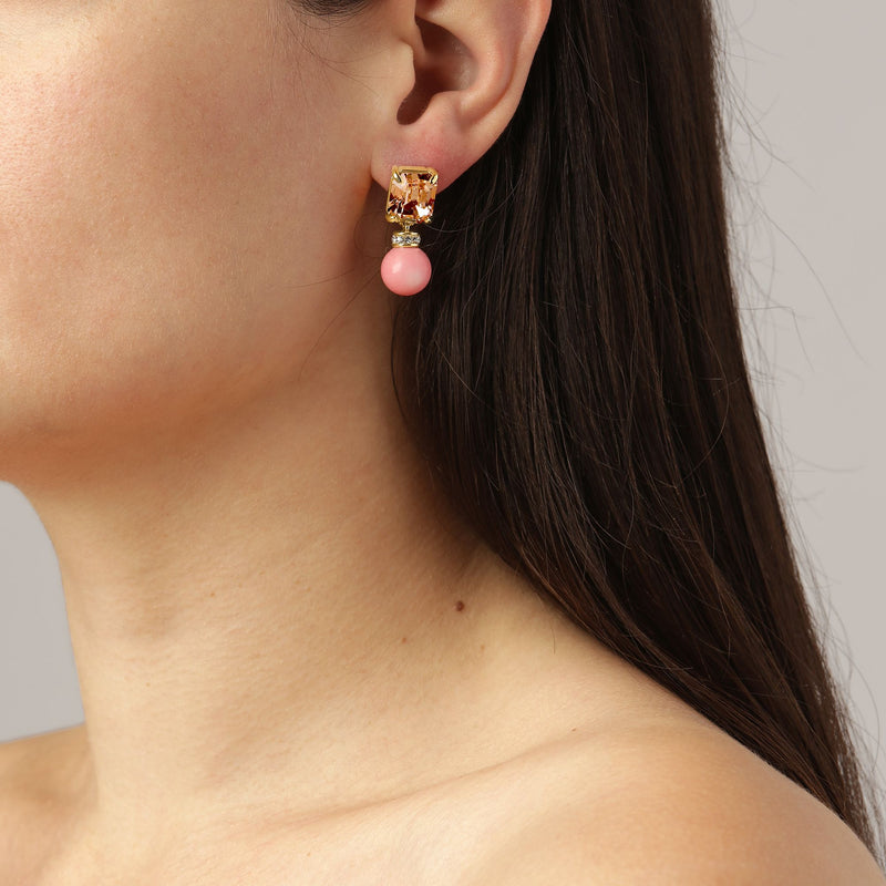 Wali Gold Earrings - Peach / Coral