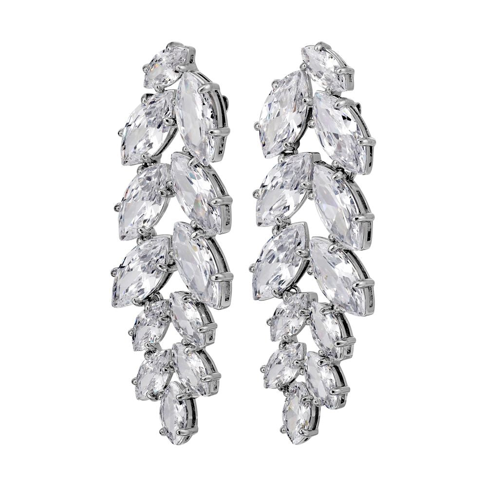 Banyan Shiny Silver Earrings - Crystal - Dyrberg/Kern NZ