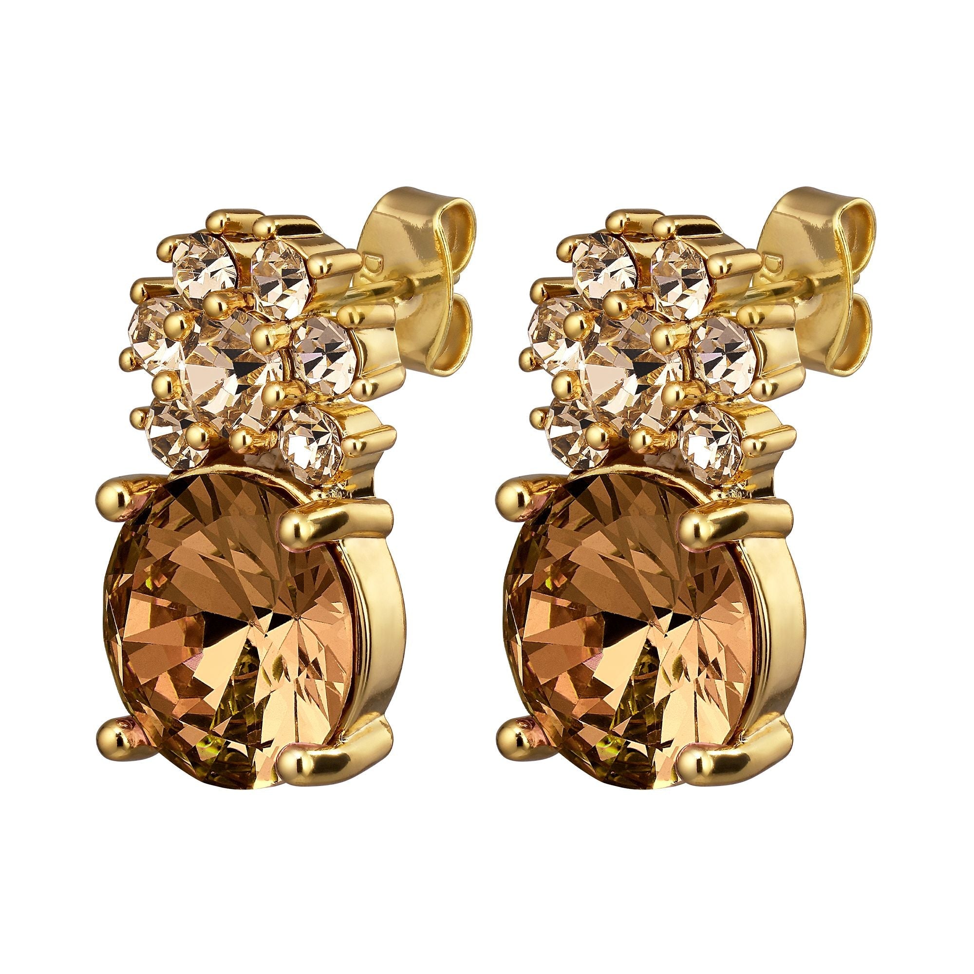Beckia Gold Earrings - Brown / Golden - Dyrberg/Kern NZ