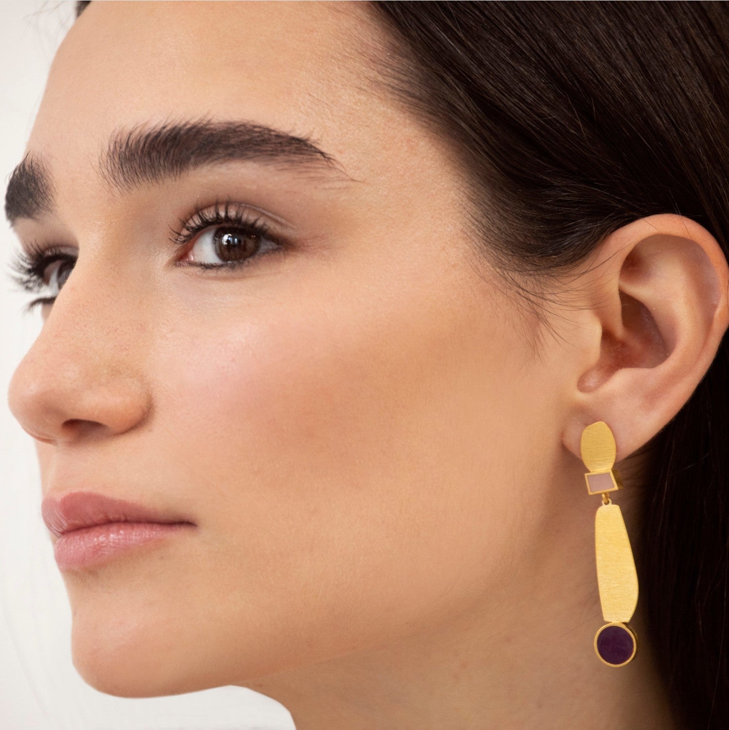 Collage Gold Earrings Purple - Dyrberg/Kern NZ