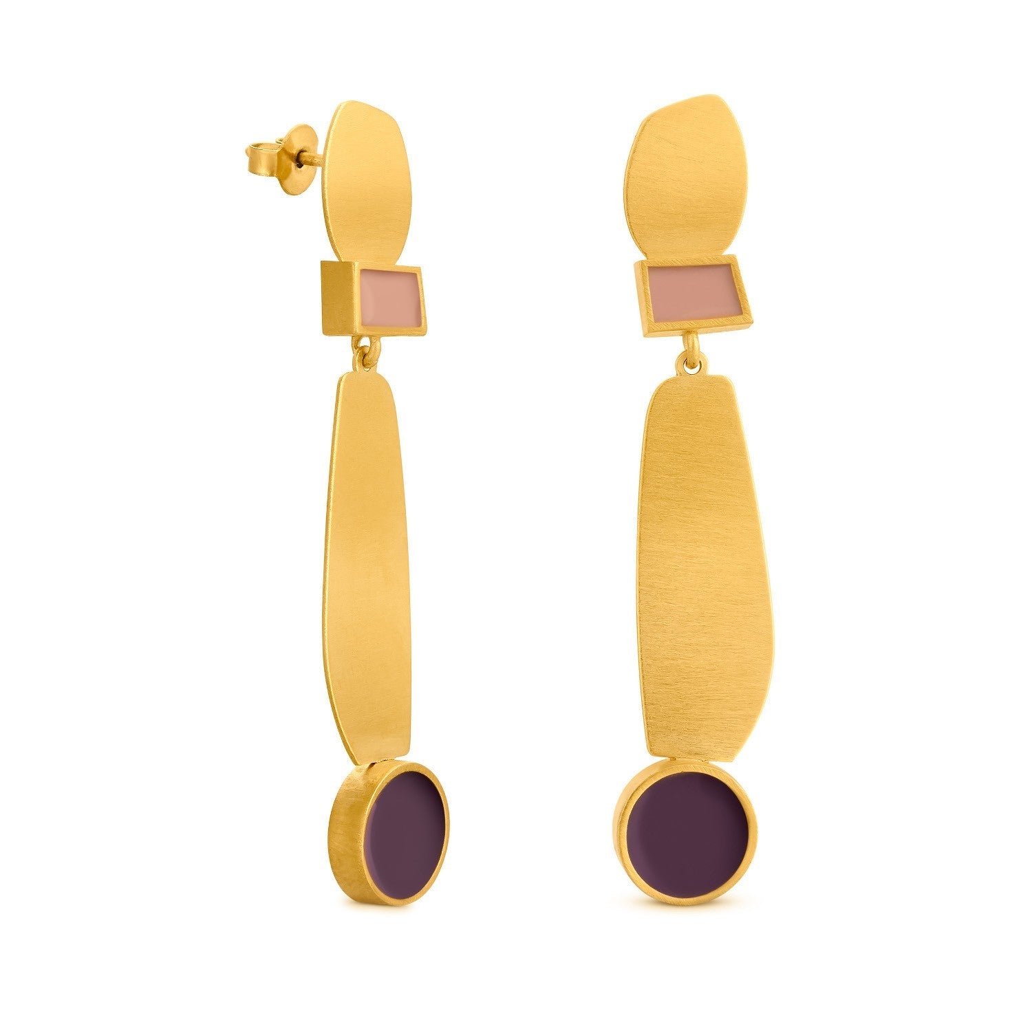 Collage Gold Earrings Purple - Dyrberg/Kern NZ