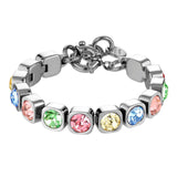 Conian Shiny Silver Tennis Bracelet - Pastel Multi
