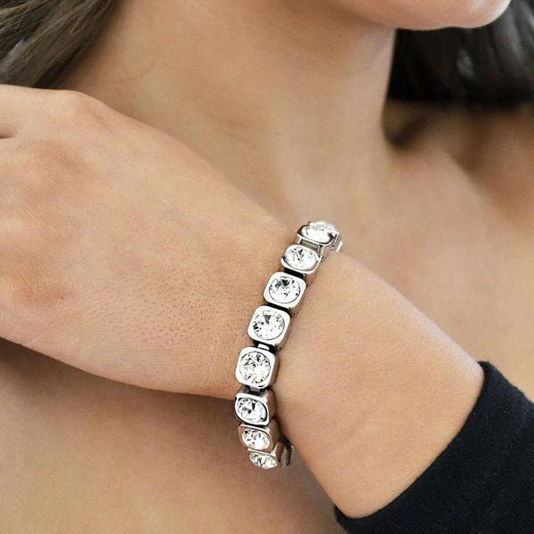 Conian Shiny Silver Tennis Bracelet - Pastel Multi