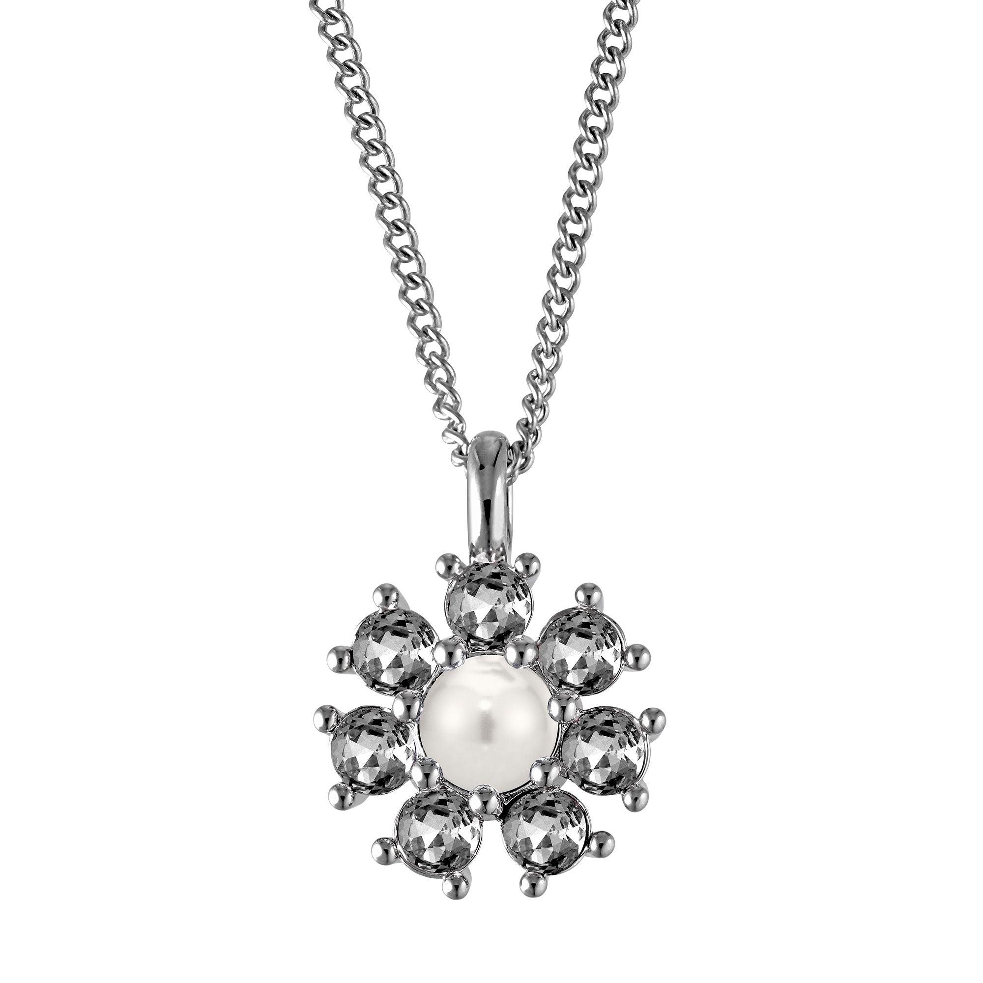 Delise Shiny Silver Necklace - Grey /White Pearl - Dyrberg/Kern NZ