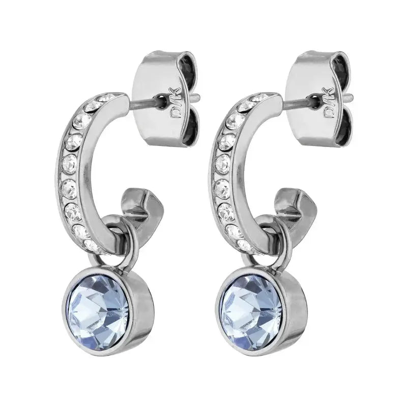 Dessa Shiny Silver Earrings - Light Blue Dyrberg/Kern NZ