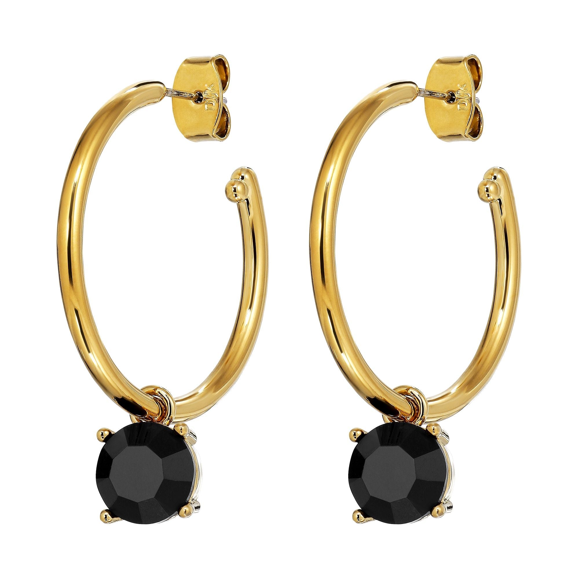 Diega Gold Earrings - Black - Dyrberg/Kern NZ