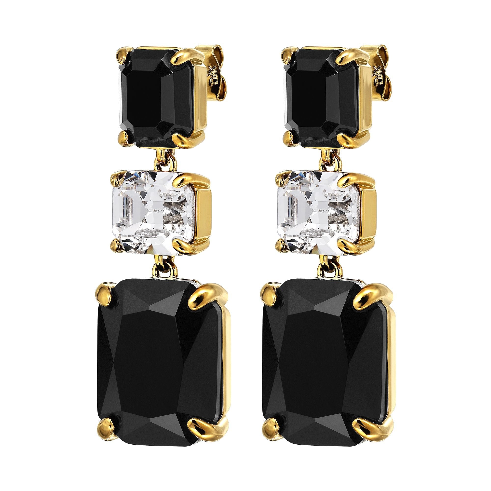 Esmara Gold Earrings - Black / Crystal - Dyrberg/Kern NZ