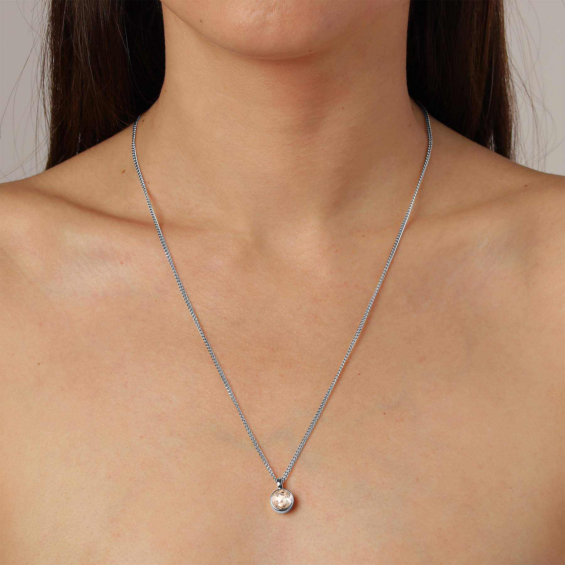 Ette Shiny Silver Necklace - Sand