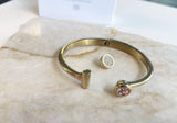 Interchangeable Gold Bracelet with Toppers