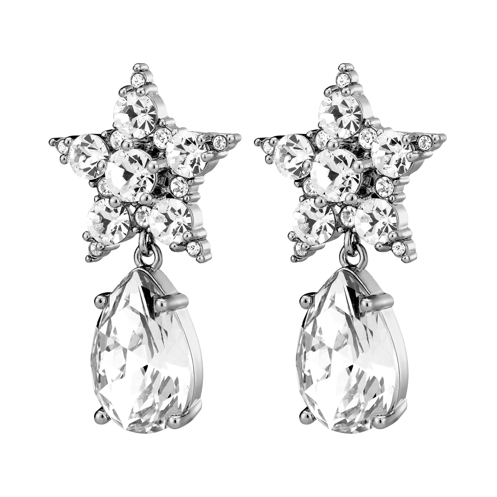 Hydra Shiny Silver Earrings - Crystal - Dyrberg/Kern NZ