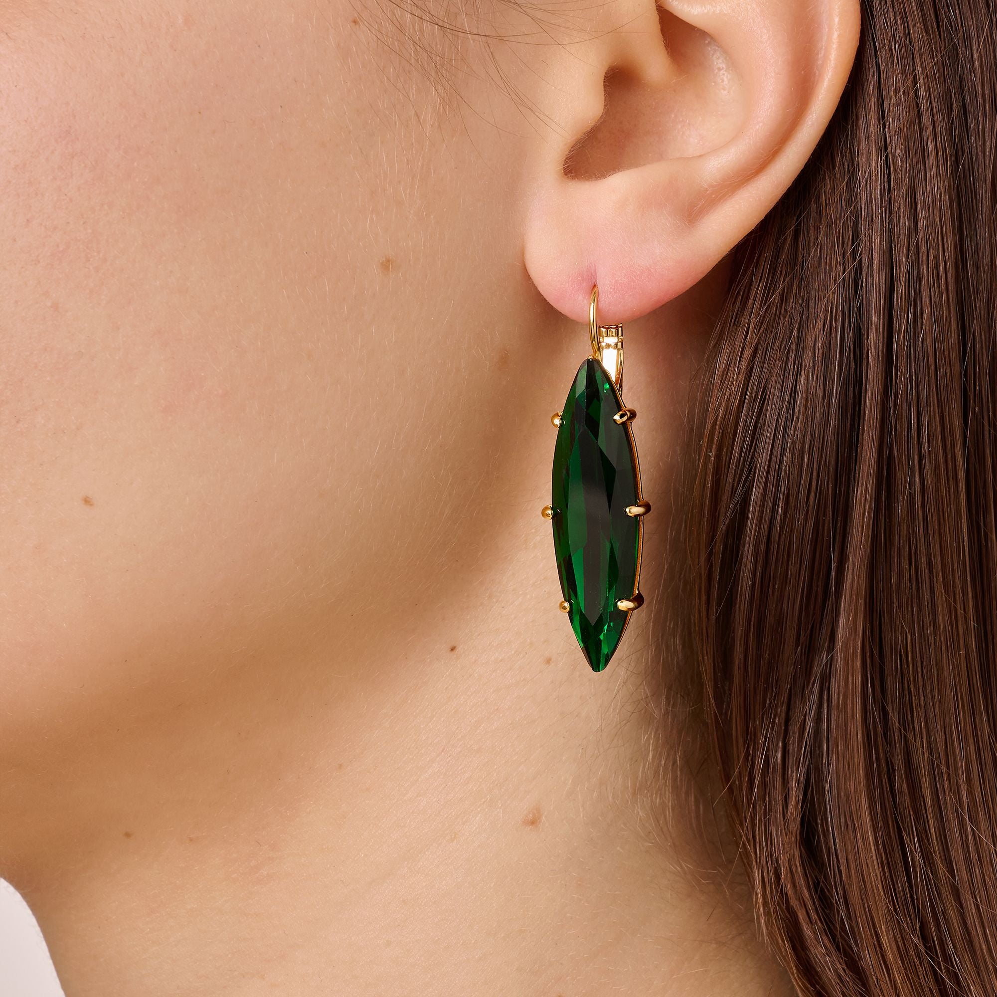 Kalay Gold Earrings - Emerald Green - Dyrberg/Kern NZ