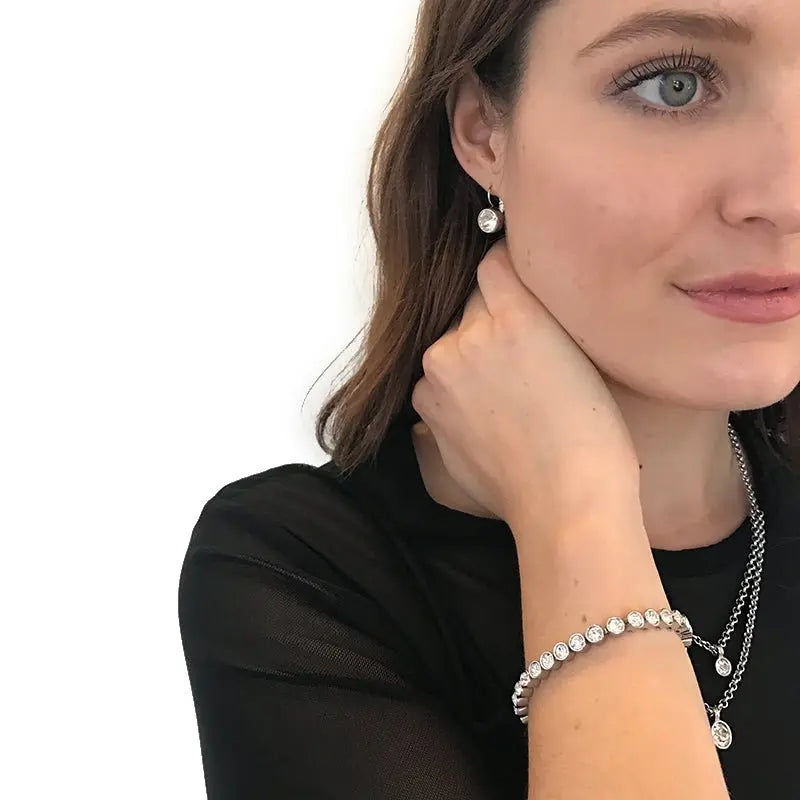 Louise Shiny Silver French Hook Earrings - Yellow - Dyrberg/Kern NZ