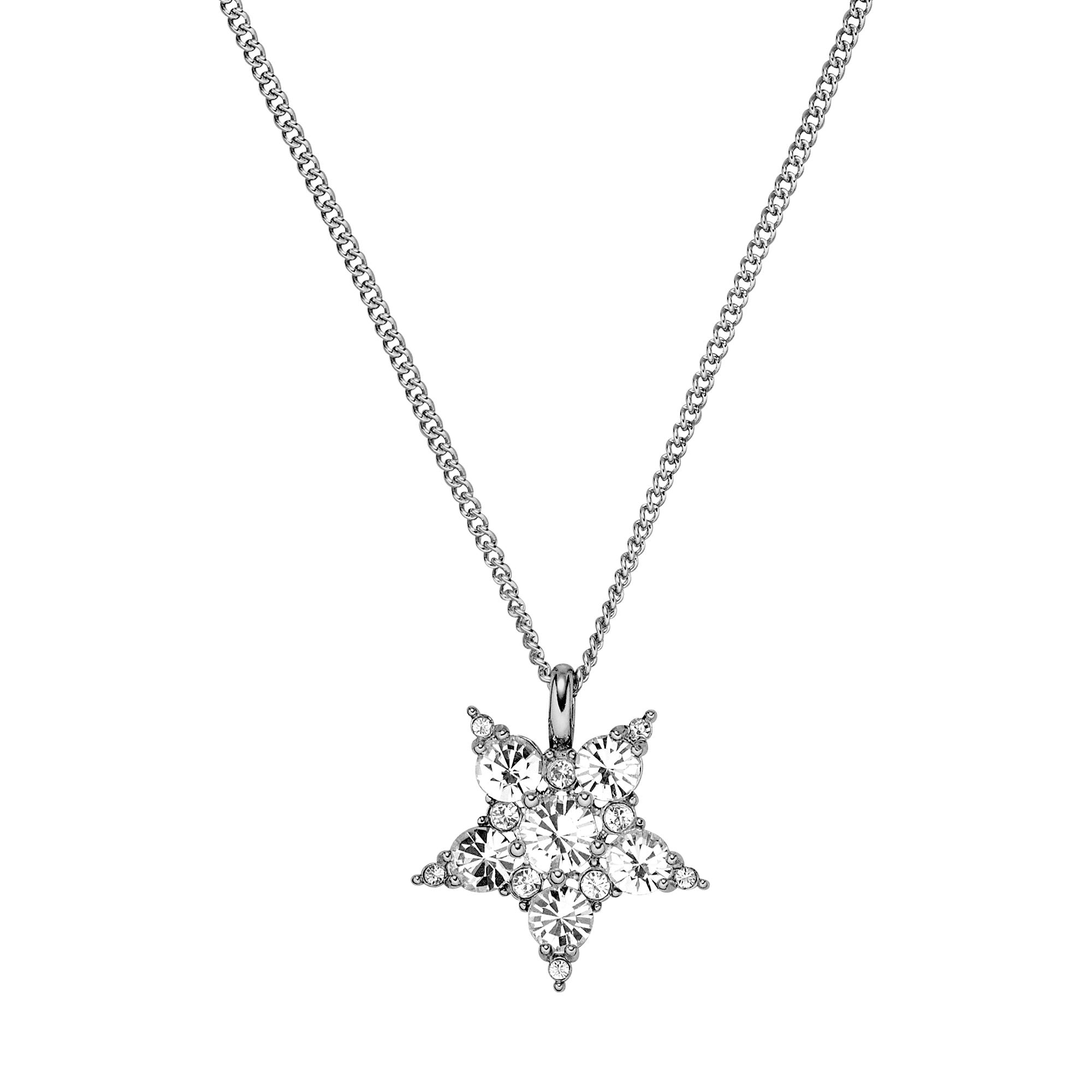 Lyra Shiny Silver Necklace - Crystal - Dyrberg/Kern NZ