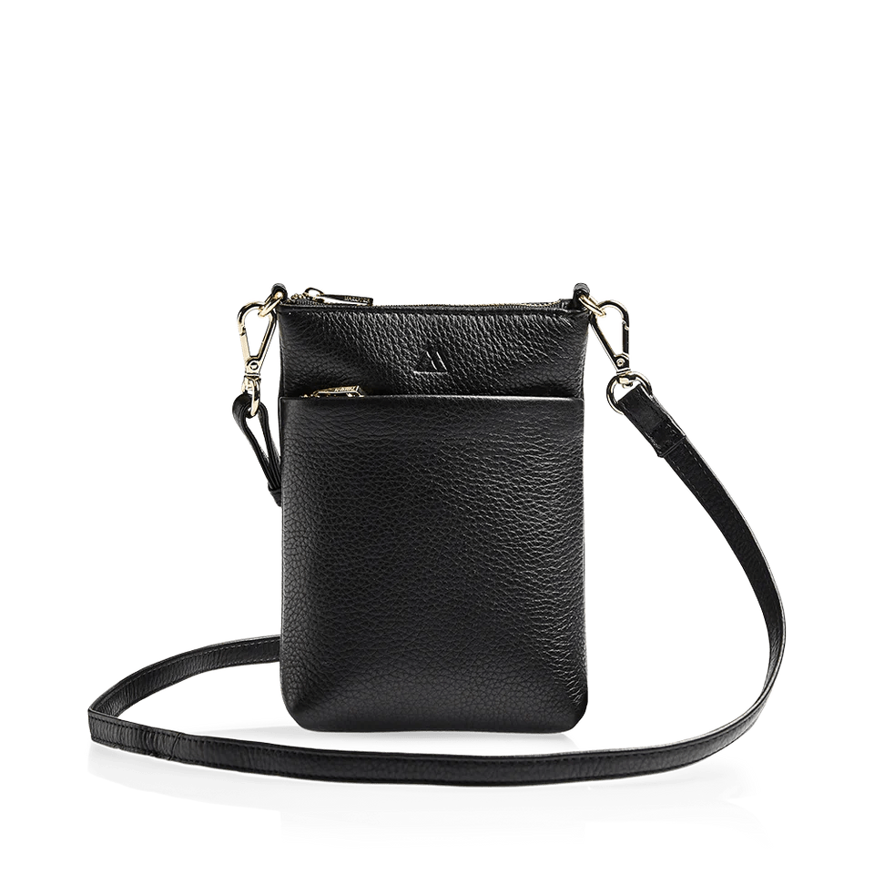 Maia Mini Cross. Bag, Grain, Black w/Gold - Dyrberg/Kern NZ