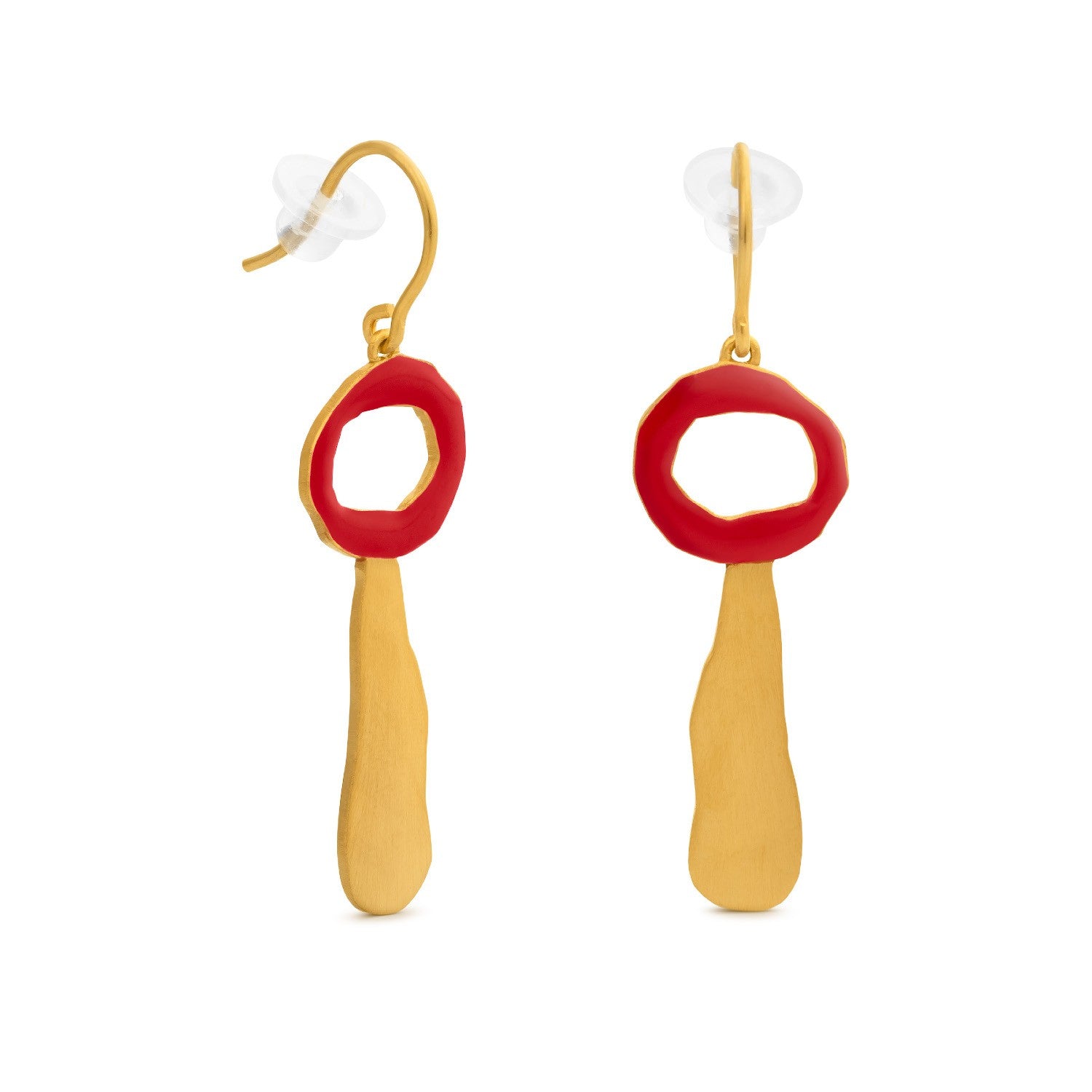 Miro Gold Hook Earrings Red - Dyrberg/Kern NZ
