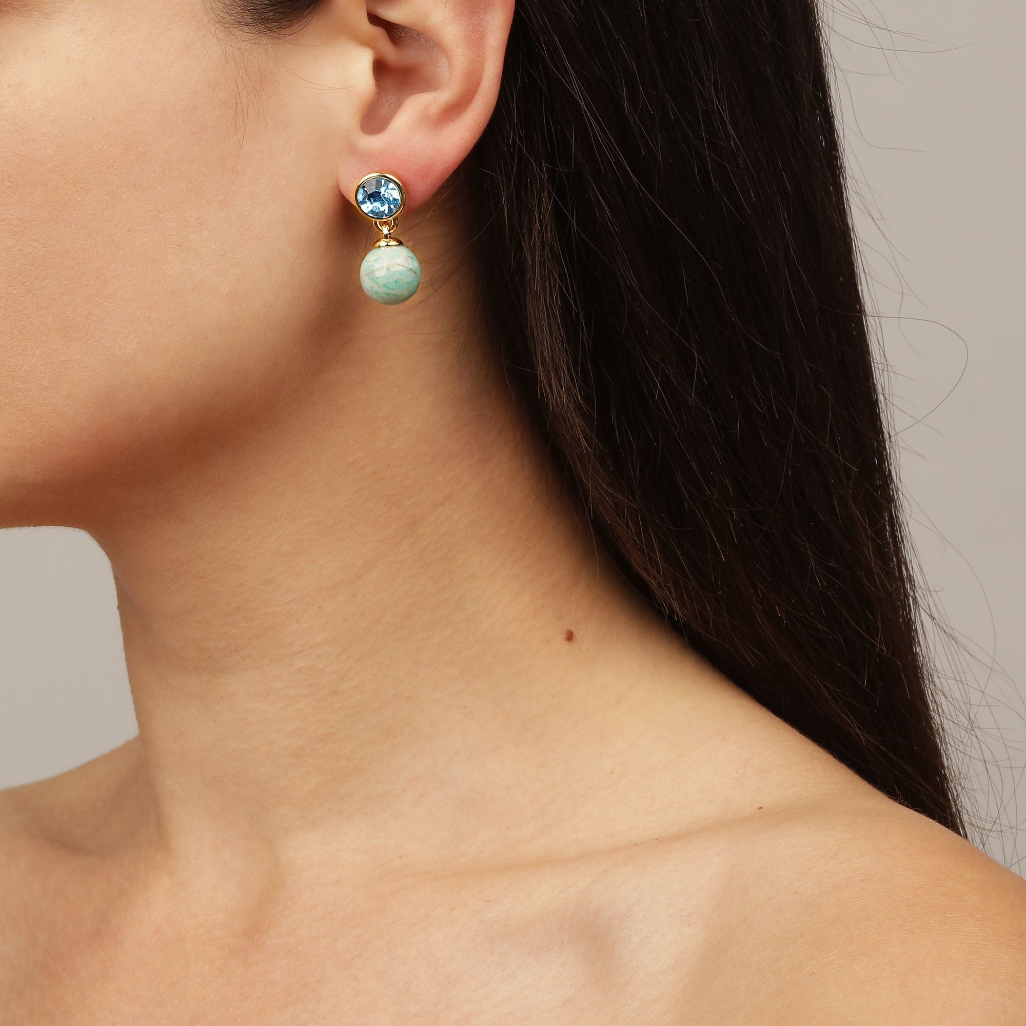 Naomi Gold Earrings - Aqua - Dyrberg/Kern NZ