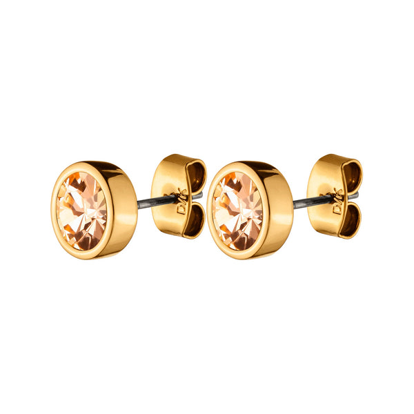 Noble Shiny Gold Earrings - Peach
