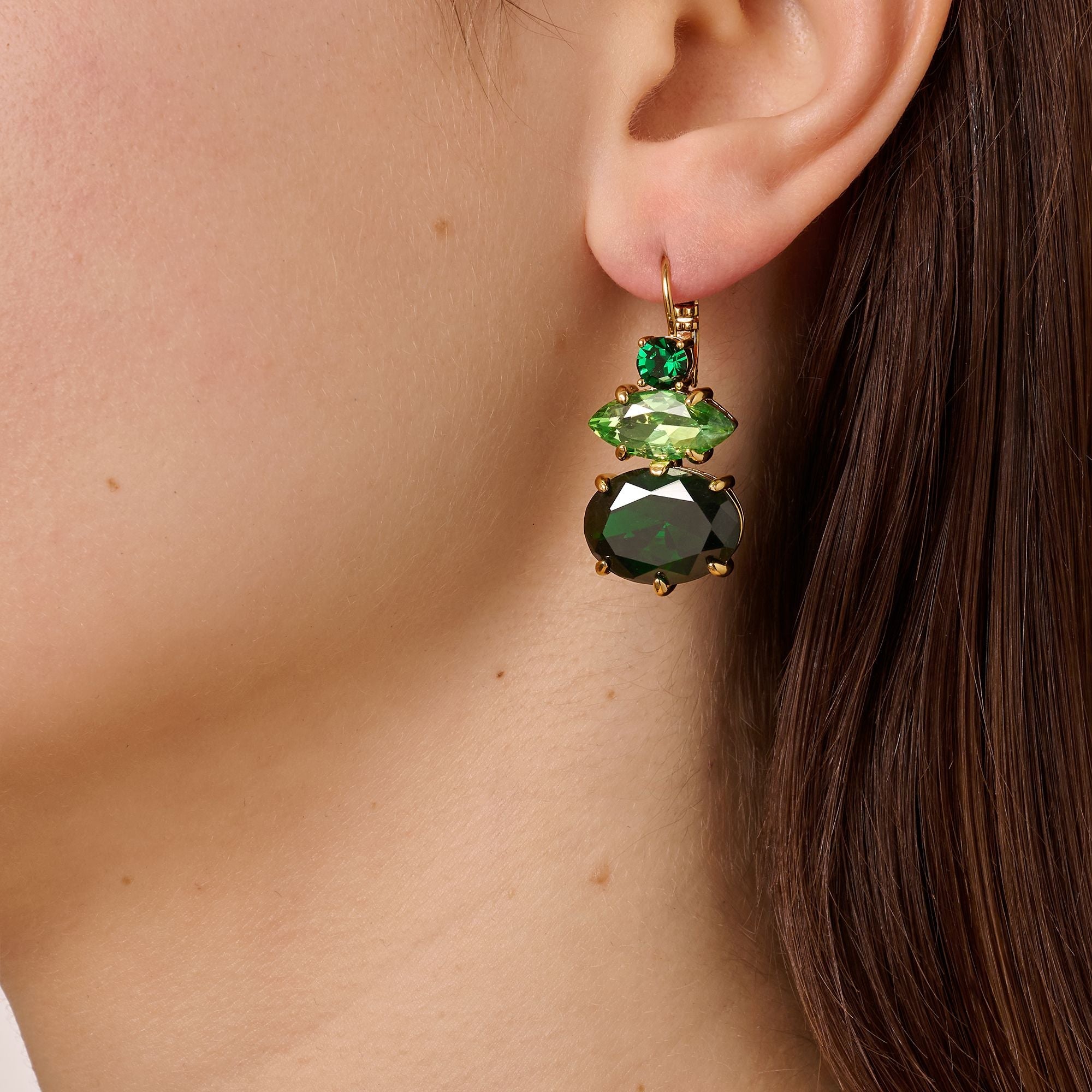 Parsana Gold Earrings - Green - Dyrberg/Kern NZ