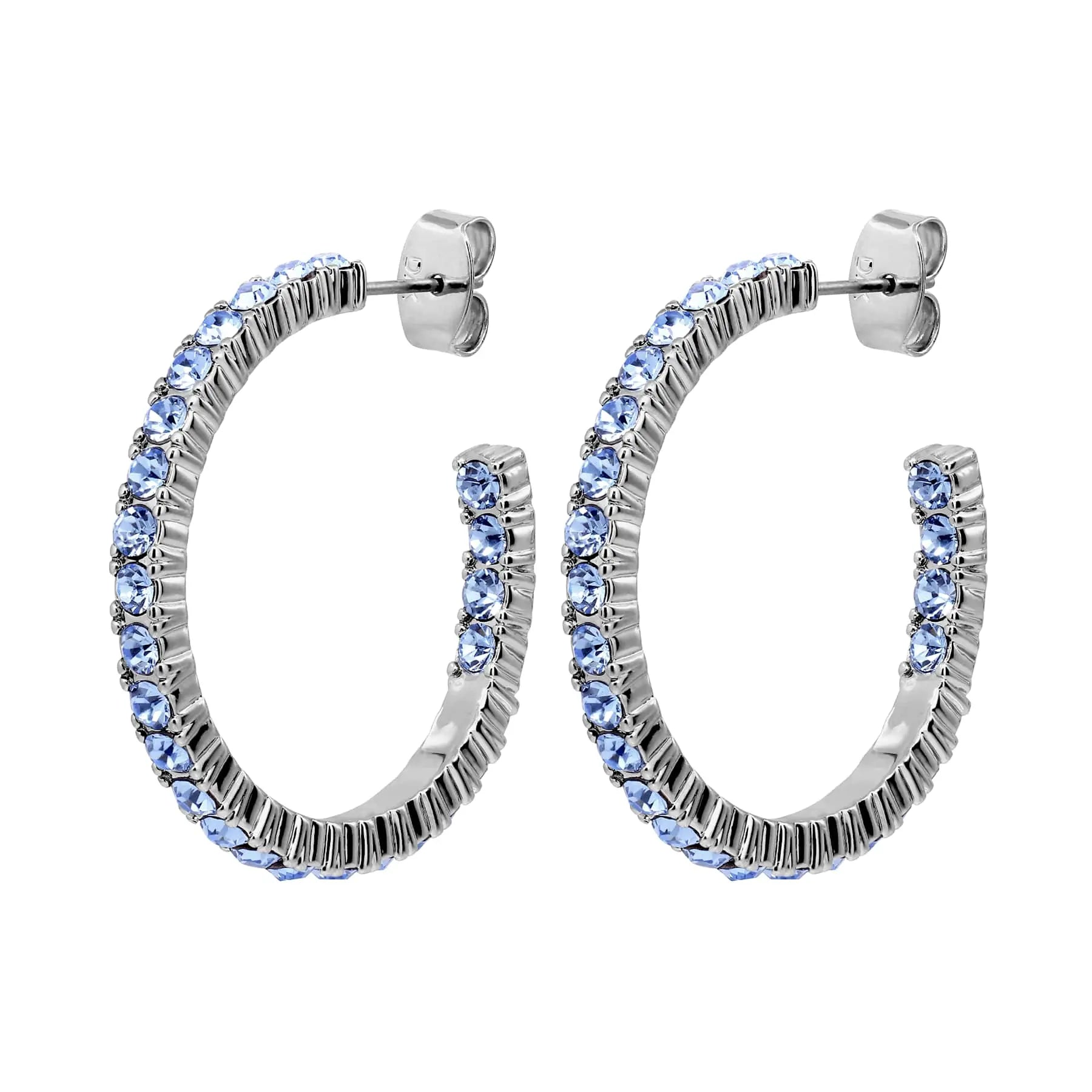 Pina Shiny Silver Hoop Earrings, Light Blue Dyrberg/Kern NZ