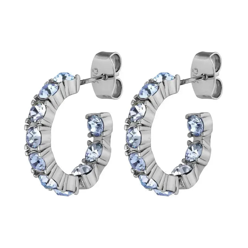 Pina Shiny Silver Hoop Earrings, Light Blue Dyrberg/Kern NZ