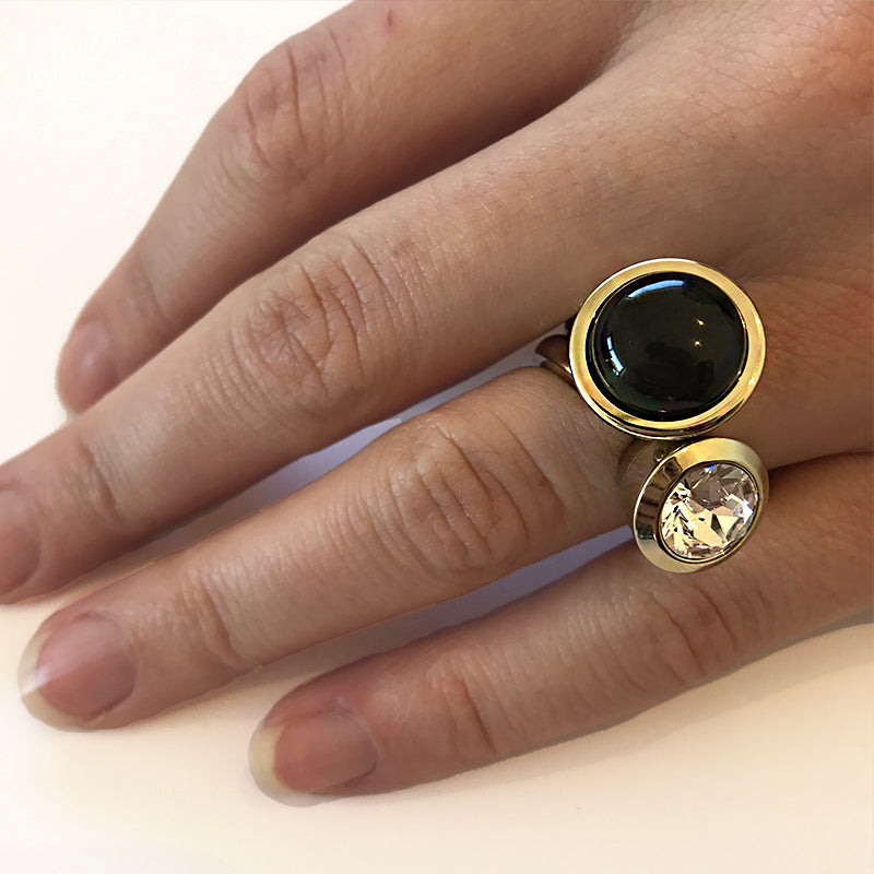 Sence Gold Interchangeable Ring Topper, Black
