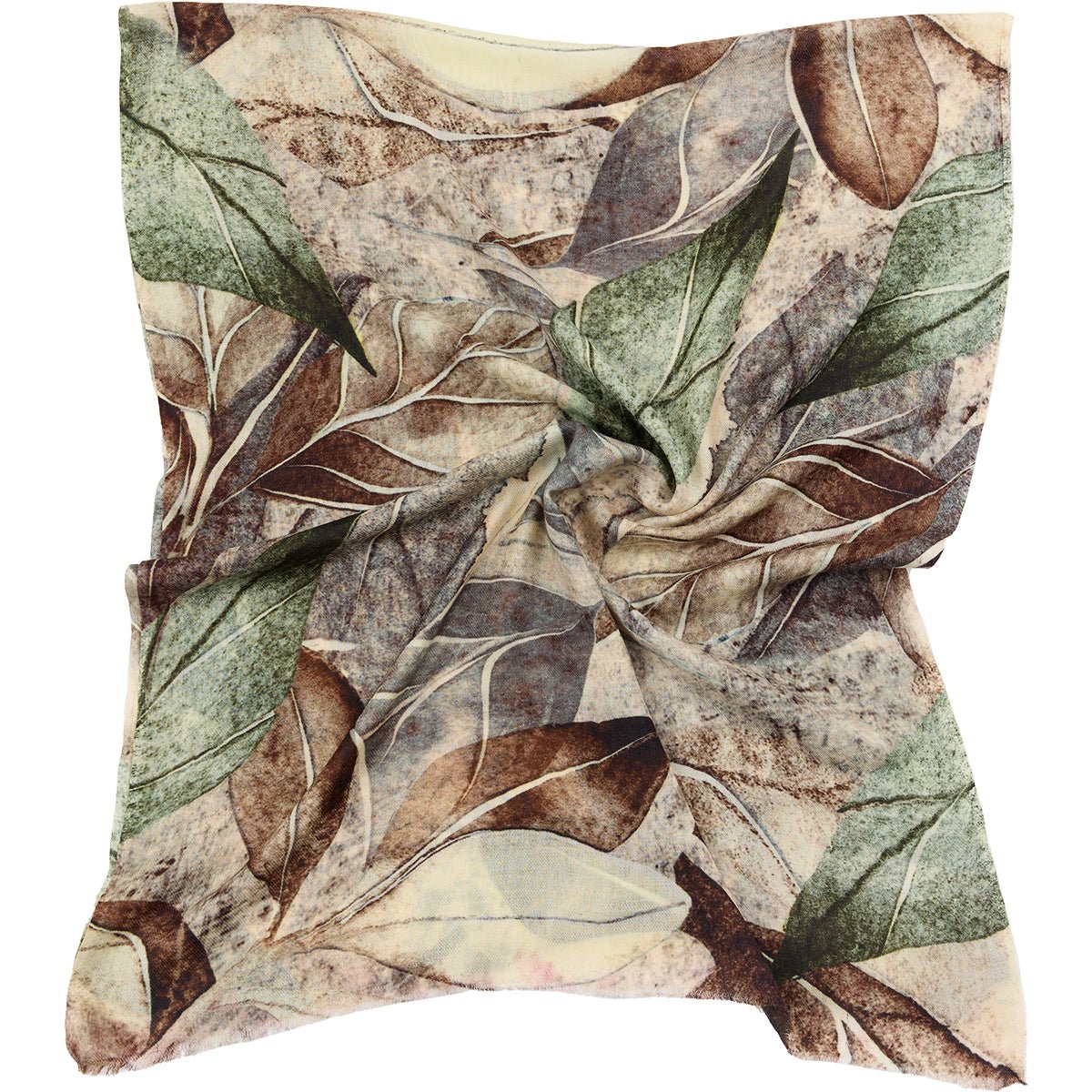 Spring Leaves Wool Scarf, Brown/ Olive - Dyrberg/Kern NZ
