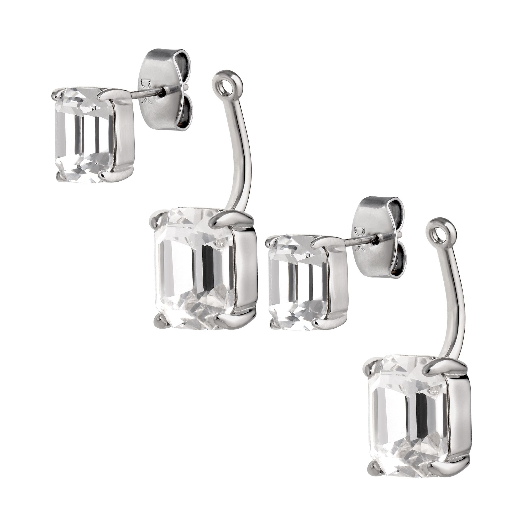 Teti Shiny Silver Earrings - Crystal - Dyrberg/Kern NZ