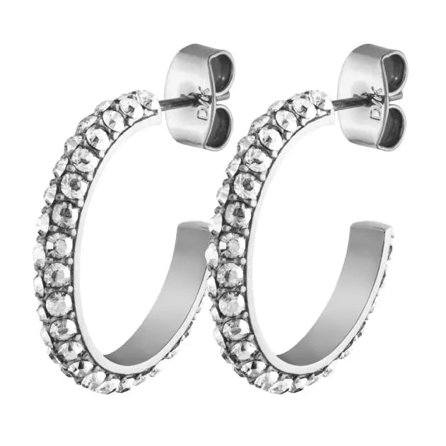 Hosta Shiny Silver Hoop Earrings Dyrberg/Kern NZ