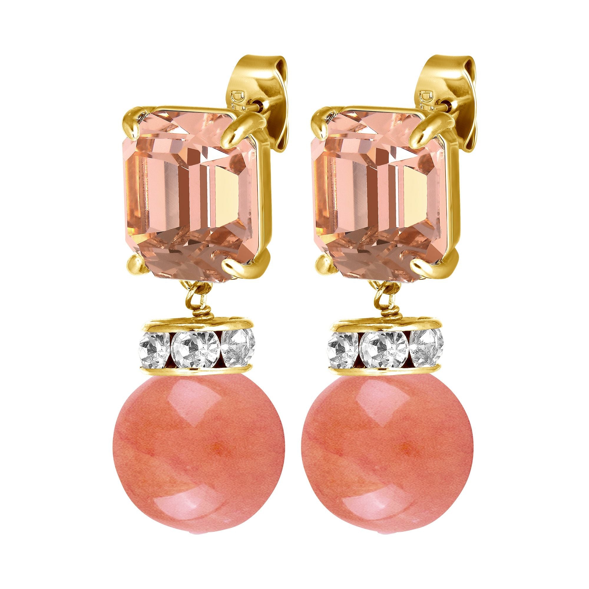 Wali Gold Earrings - Peach / Coral - Dyrberg/Kern NZ