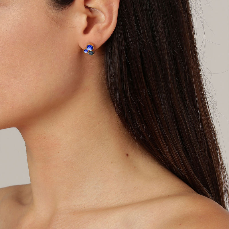Aki Gold Earrings - Sapphire Blue - Dyrberg/Kern NZ