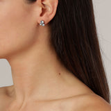 Aki Shiny Silver Earrings - Crystal - Dyrberg/Kern NZ