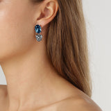 Anett Shiny Silver Earrings - Royal Blue / Grey - Dyrberg/Kern NZ