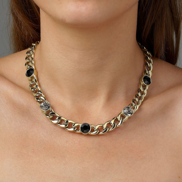 Angelina Gold Necklace - Black - Dyrberg/Kern NZ