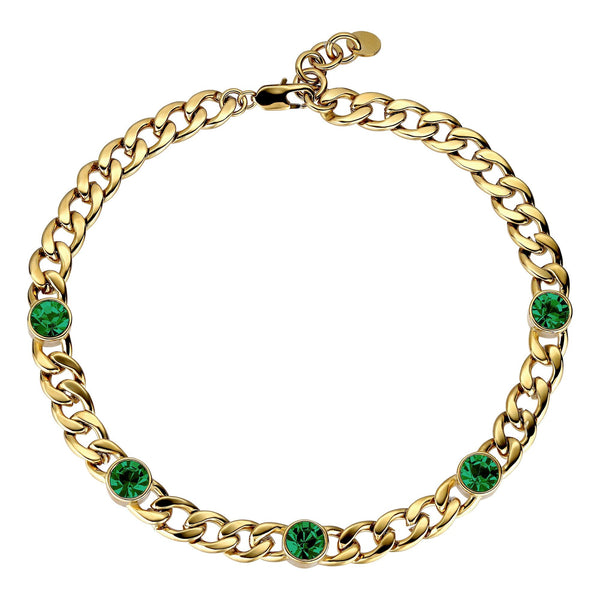 Angelina Gold Necklace - Emerald Green - Dyrberg/Kern NZ
