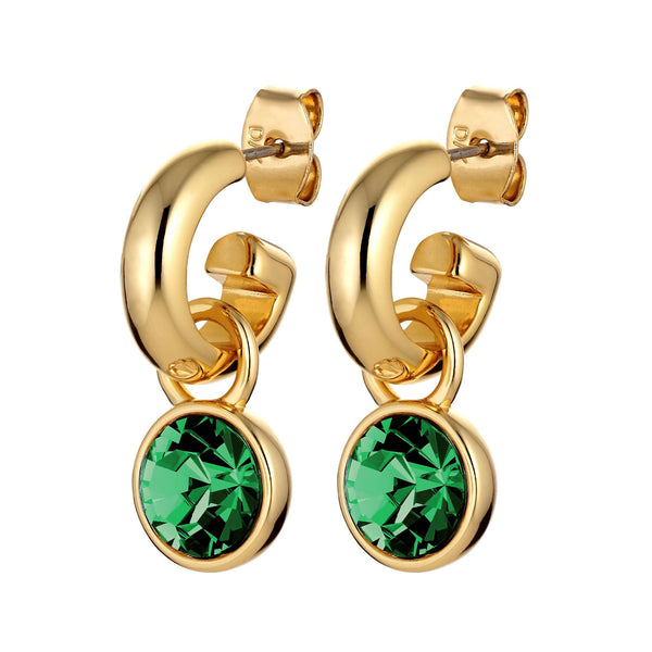 Anna Gold Earrings - Emerald Green - Dyrberg/Kern NZ