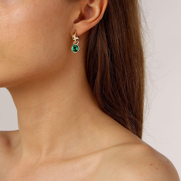 Anna Gold Earrings - Emerald Green - Dyrberg/Kern NZ