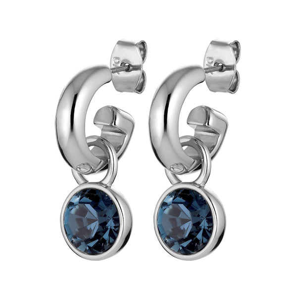 Anna Shiny Silver Earrings - Royal Blue - Dyrberg/Kern NZ