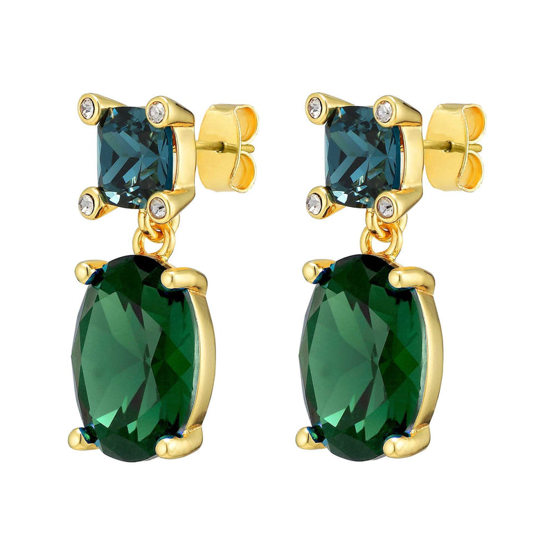Antonia Gold Earrings - Green - Dyrberg/Kern NZ