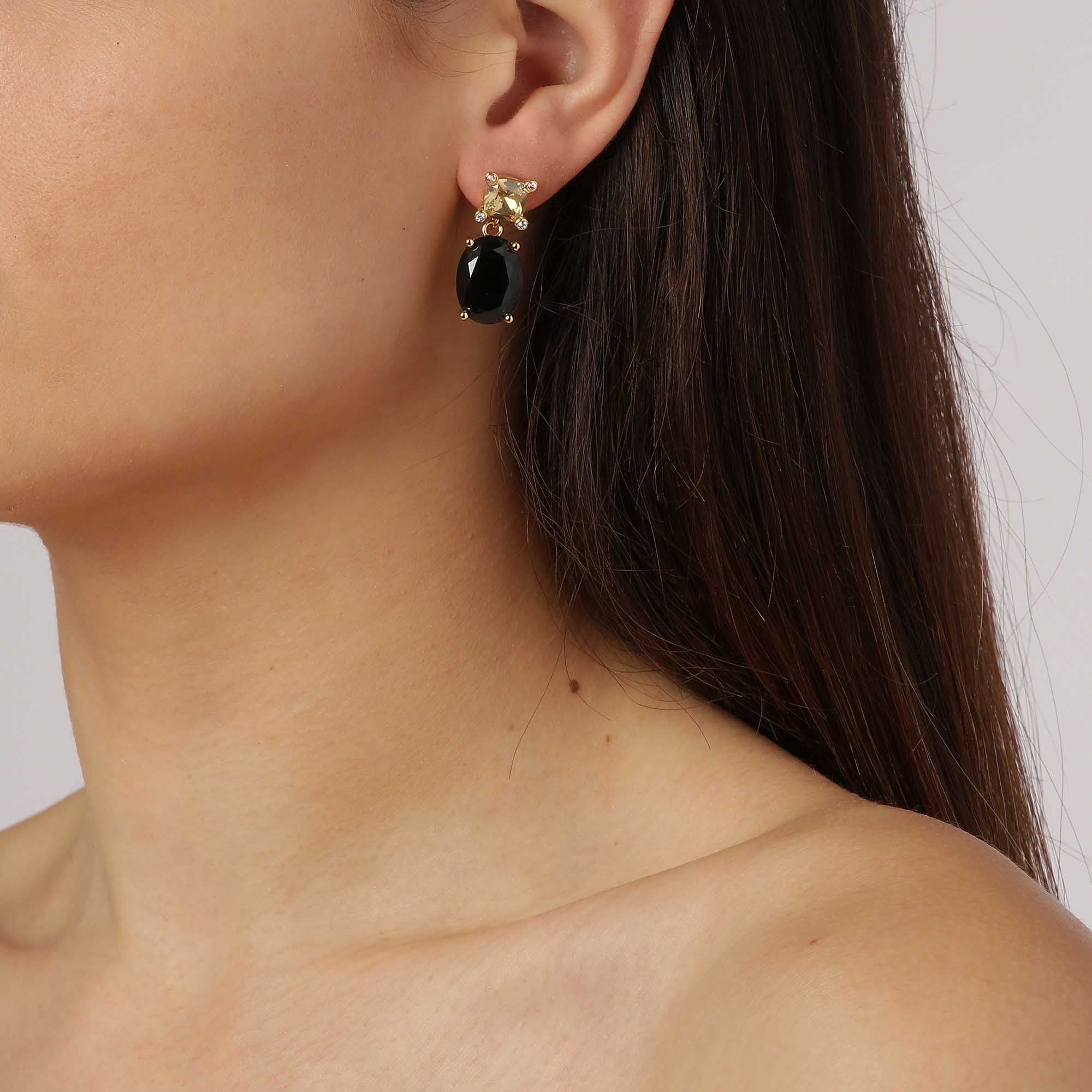 Antonia Gold Earrings - Green - Dyrberg/Kern NZ
