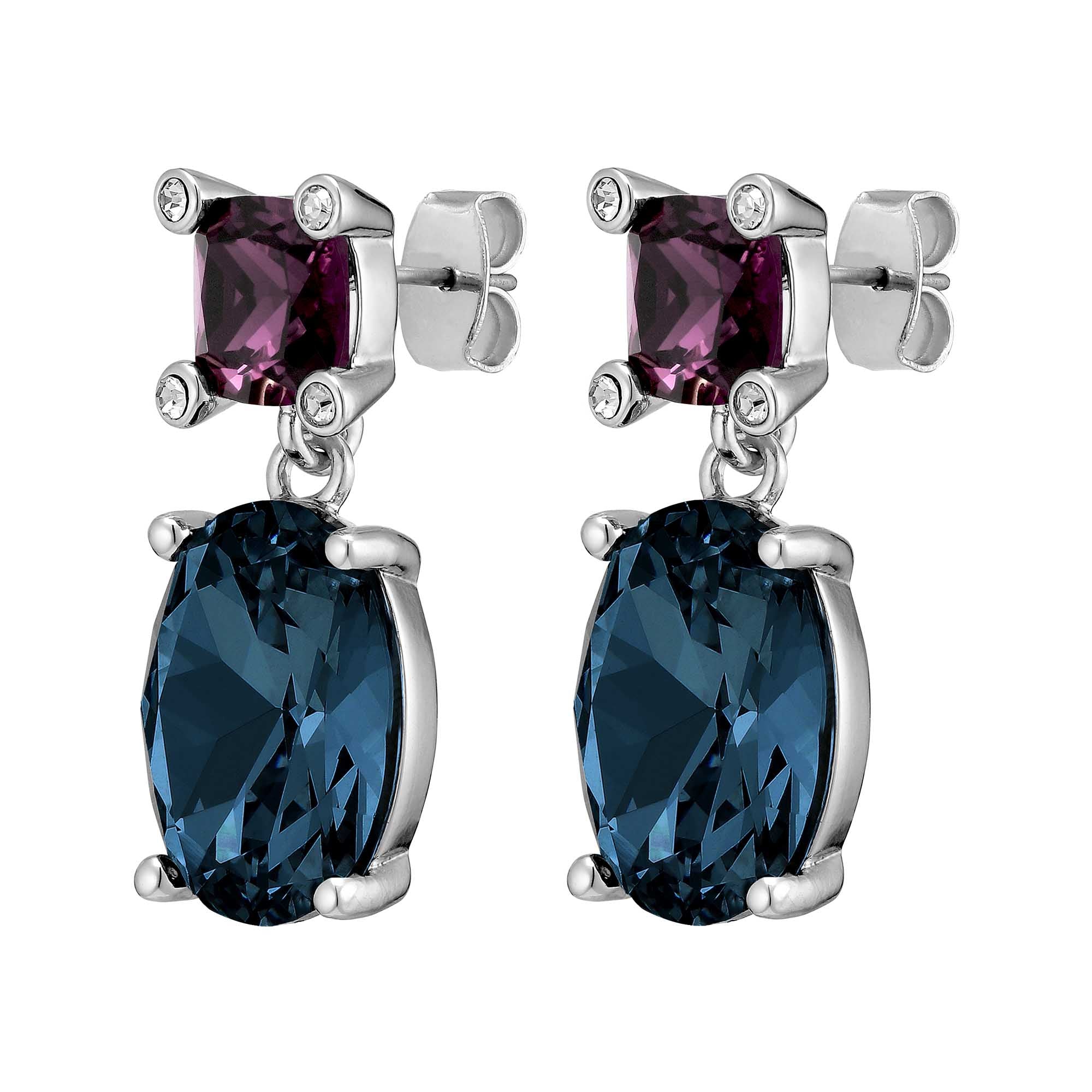 Antonia Shiny Silver Earrings - Blue - Dyrberg/Kern NZ