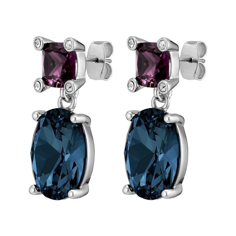 Antonia Shiny Silver Earrings - Blue - Dyrberg/Kern NZ
