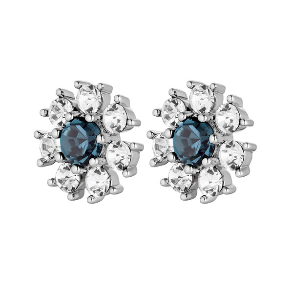 Aude Shiny Silver Earrings - Royal Blue / Crystal - Dyrberg/Kern NZ