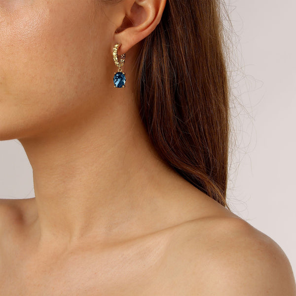 Barbara Gold Earrings - Blue / Golden - Dyrberg/Kern NZ