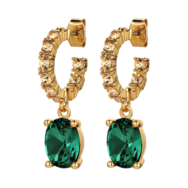 Barbara Gold Earrings - Emerald Green / Golden - Dyrberg/Kern NZ
