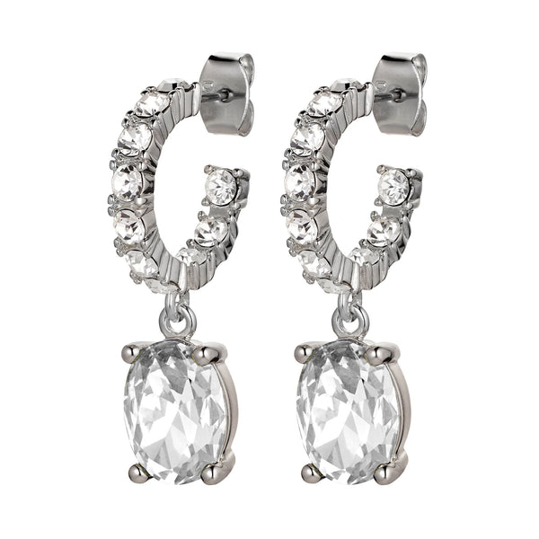 Barbara Shiny Silver Earrings - Crystal - Dyrberg/Kern NZ