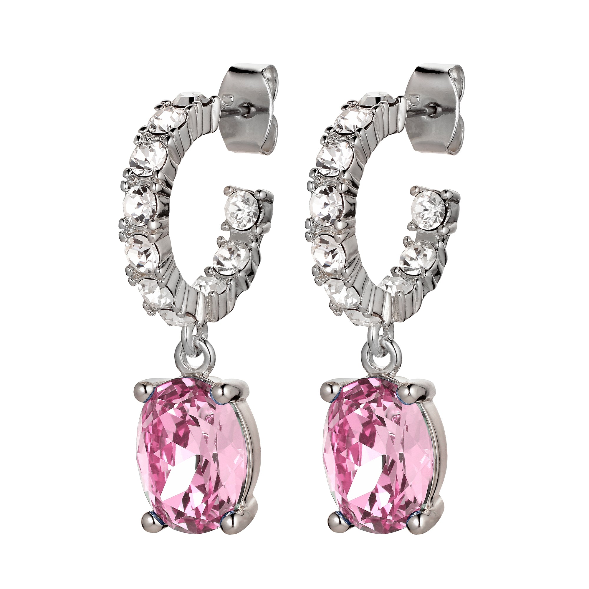 Rose Silver Hoop Drop Earrings - Dyrberg/Kern NZ