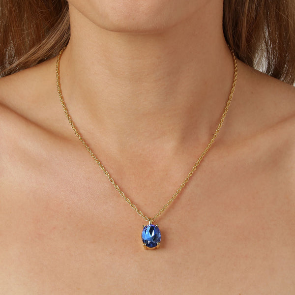 Barga Gold Necklace - Sapphire Blue - Dyrberg/Kern NZ