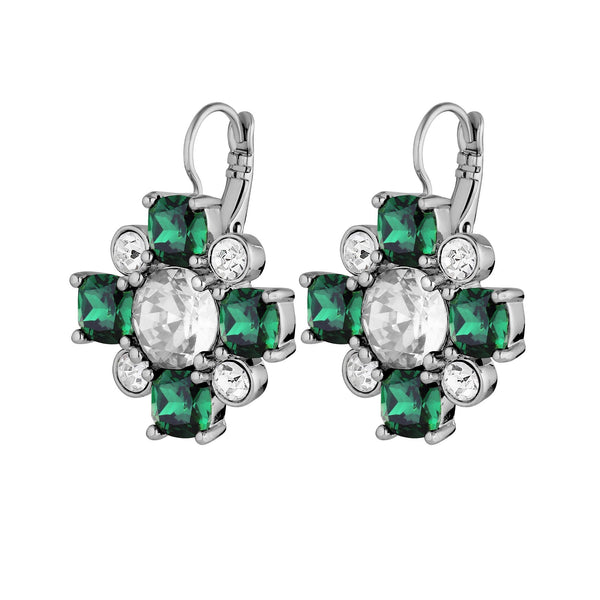 Batti Shiny Silver Earrings - Emerald Green - Dyrberg/Kern NZ