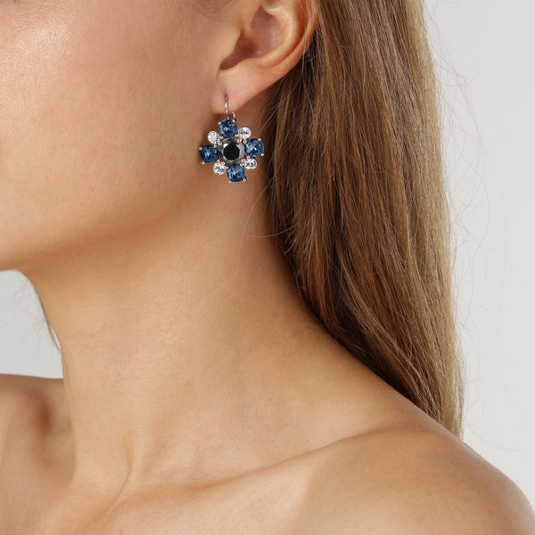 Batti Shiny Silver Earrings - Royal Blue - Dyrberg/Kern NZ