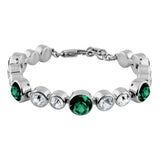 Calice Shiny Silver Tennis Bracelet - Emerald Green / Crystal - Dyrberg/Kern NZ